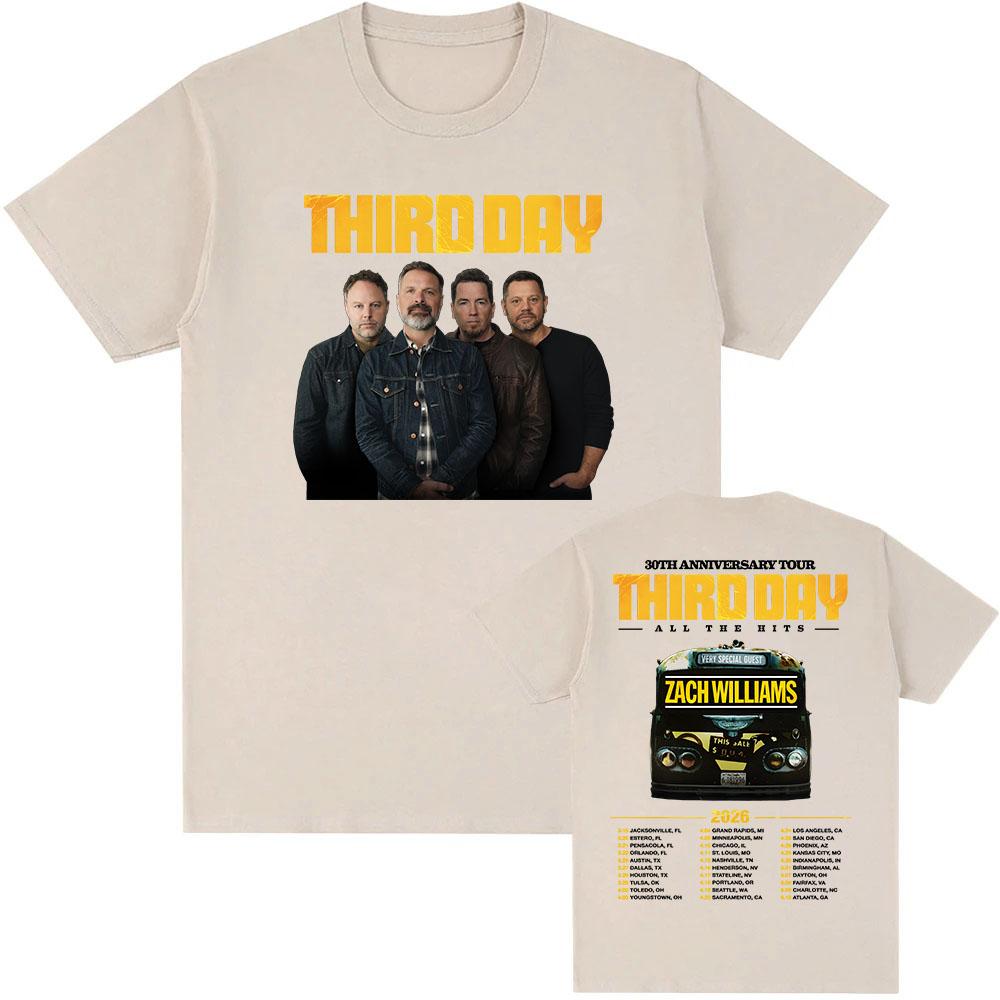 Third Day Third Day 30th Anniversary Tour 2026 T-shirt Unisex Streetwear Cotton Short Sleeve Tshirts All The Hits Print Tee