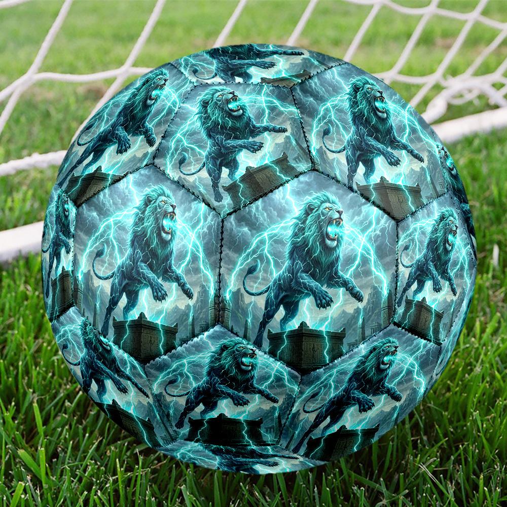 1pc Electric Lion Storm Theme Soccer Ball Football, Size 5, Lightweight PVC, Durable Outdoor Training Soccer Ball, Gift m61493