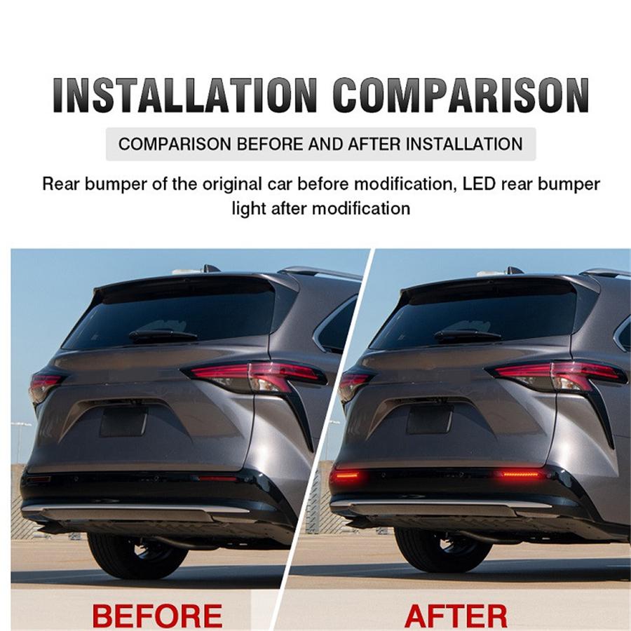 Car LED Rear Bumper Reflector Light Lamp Left+Right For Toyota Sienna 2021-2023