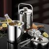 Ice Bucket with Tongs Double Wall Strainer Handle Home Bar Parties Chilling Beer Champagne Stainless Steel Cooler Buckets