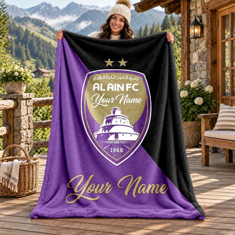Al Ain FC Custom Name Flannel Blanket Personalized Soft Warm Plush Throw Blanket Customized Gift for Family Friends