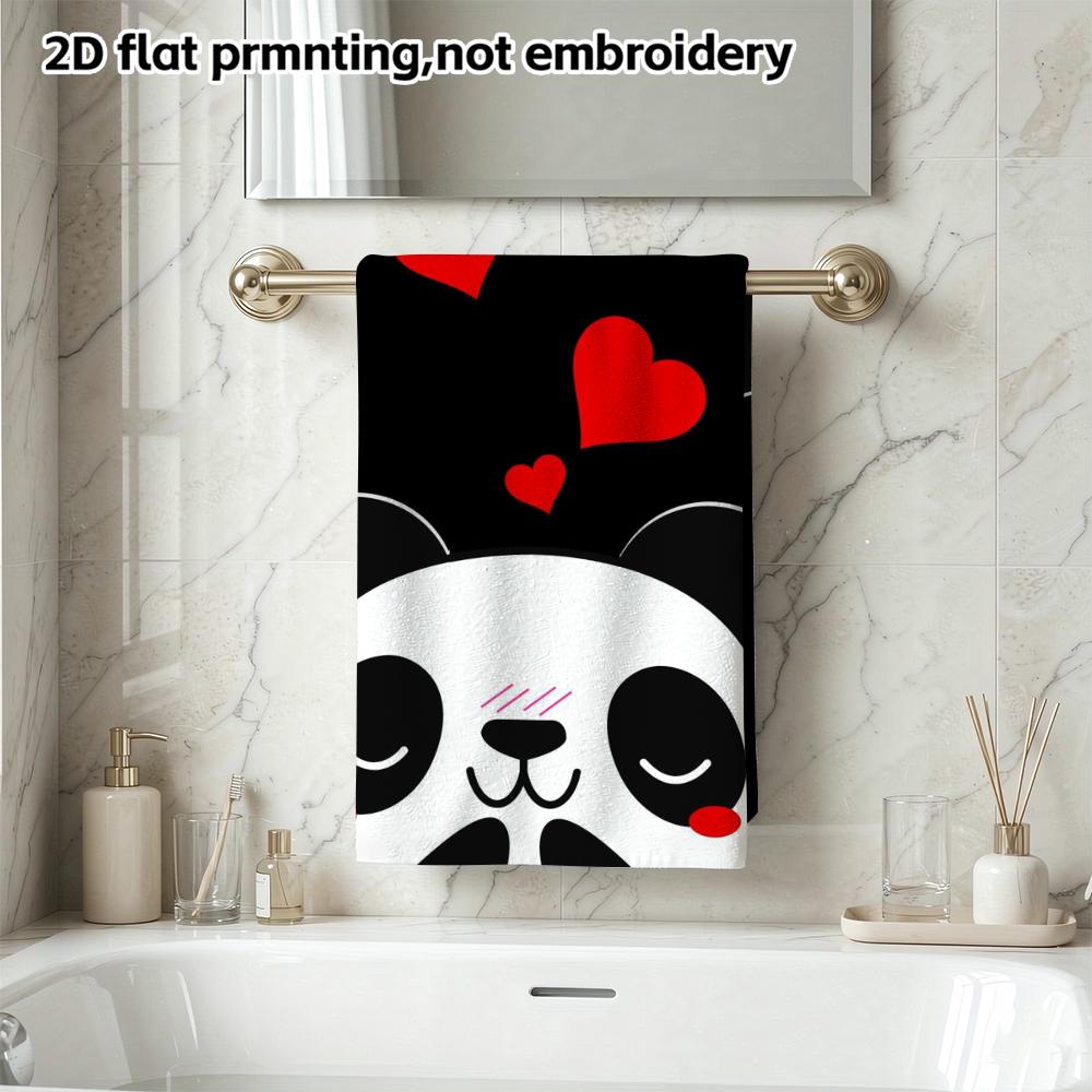 Blushing Panda Absorbent Bath Towel, Lovely Heart Cartoon Shower Towel