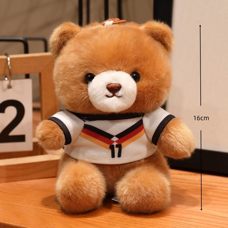 Football Bear Plush Pendant Toy - Lovely Stuffed Doll Wearing Football Jersey Fans Collection Gift Bear Wiffle Bag Decor