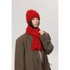 October siege knitted scarf women's autumn and winter hat women's new versatile solid color soft waxy warm containing wool two-piece set