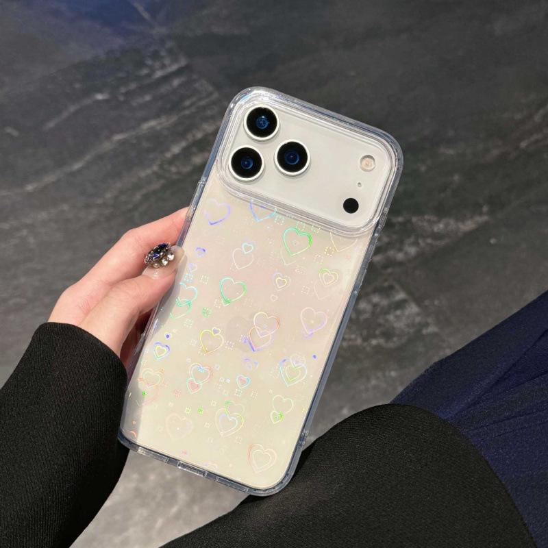 Прозрачный противоударный чехол с узором в виде сердца IMD для iPhone 17 Pro Max