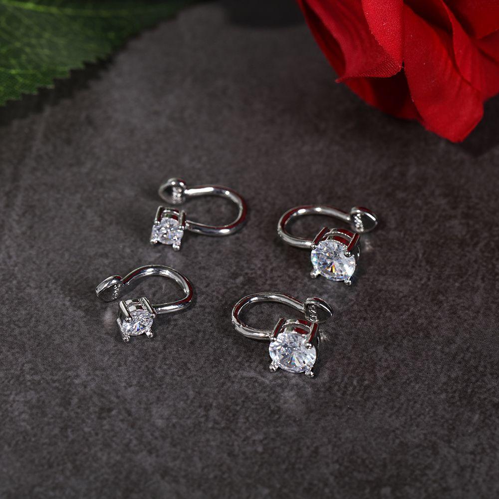 6мм 4мм Женские Мужские Вечеринка Циркон Кафф на ухо Без пирсинга Козелка Серьги Серьги без пирсинга