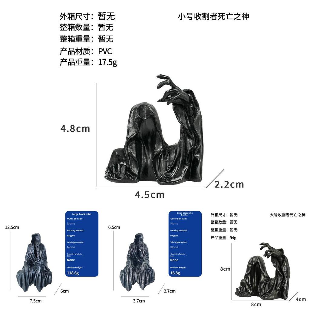Black Robed Gothic Desktop Figurine Elegant Pvc Decor For Stylish Home And Office