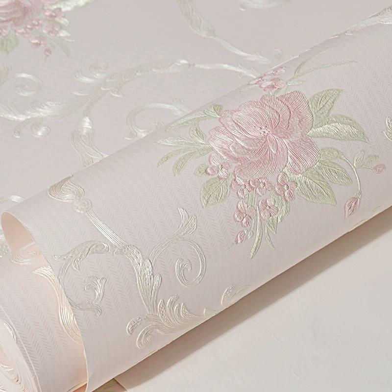Self-Adhesive 3D Embossed Non-Woven Wallpaper Living Room Bedroom Accent Wall Decor European Style