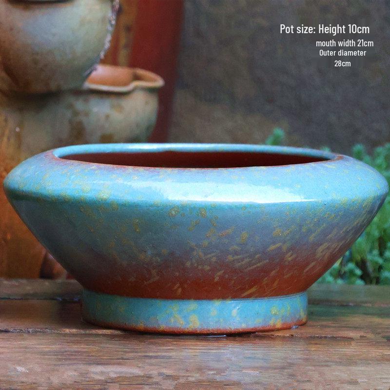 Большой Ручной Глиняный Керамический Цветочный Горшок – Дышащий Высокий Горшок для Суккулентов, Бугенвиллии, Стрелиции, Горшок из Фиолетовой Глины