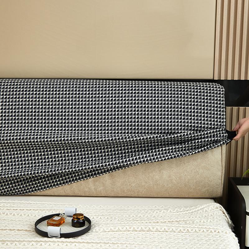 Bedhead Cover All Inclusive Cover Small Grid Elastic Bedside Backrest Protection Headboard Dust Cover Bedroom Decoration 5 Sizes
