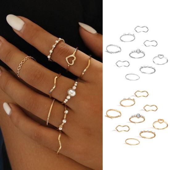 9 Pcs/Set Lady Exquisite Finger Ring Simple Vintage Creative Ring Set for