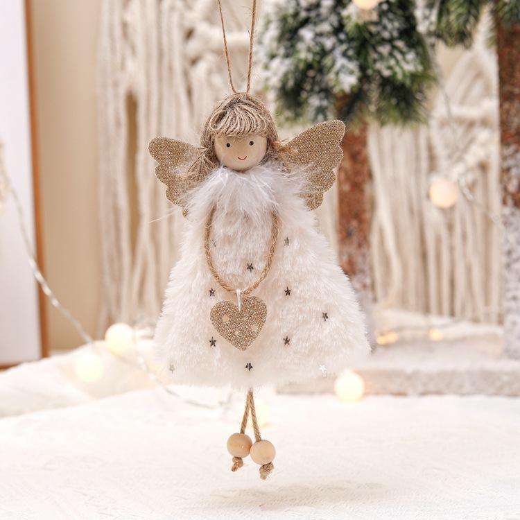 Lovely Christmas Angel Plush Doll Hanging Pendant Christmas Decoration for Home Christmas Tree Decorations Xmas New Year Gifts