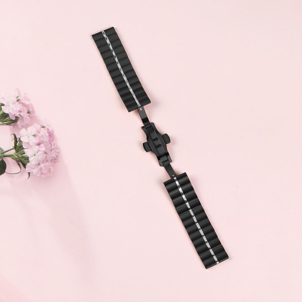 For Fitbit Versa/Versa Lite/Versa 2 Line Splicing Stainless Steel Watch Strap Butterfly Buckle Band