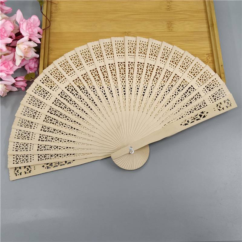 Wooden Gift Fan Carved Bamboo Hand Fragrant Party Chinese Wooden Fan Hollow Folding Fan