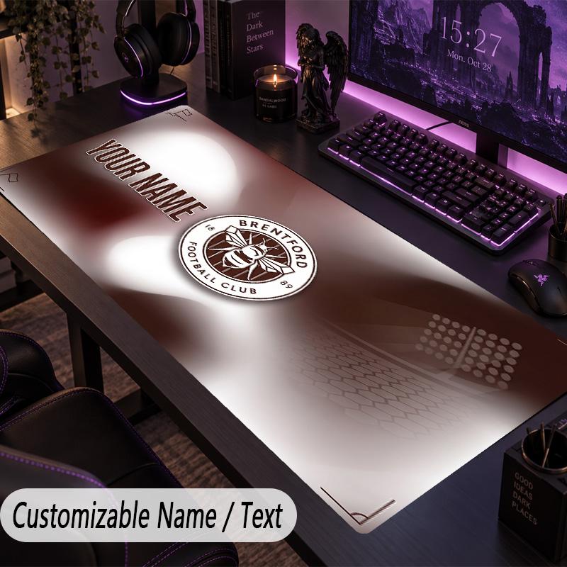 Custom Text Big Mousepad, Extended Desk Pad For Laptop Work GameBrentford Football