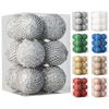 12Pcs 8cm Big Christmas Tree Balls Ornament Glitter White Red Xmas Tree Hanging Pendant Decoration For Home 2026 New Year Gift
