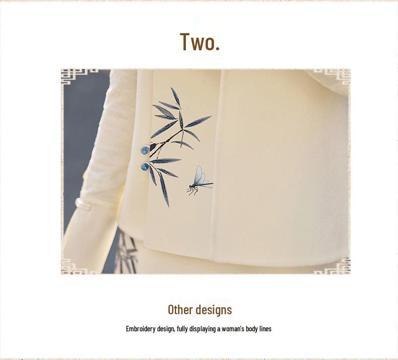 Весна 2025 Новый китайский стиль Жилет со стойкой и юбка-полусолнце Комплект из двух предметов Платье (ZM25201)