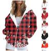 Women's Zip Up Hoodies Teen Girls Christmas Printed Sweatshirt Clothing Casual Drawstring Jacket With Pockets