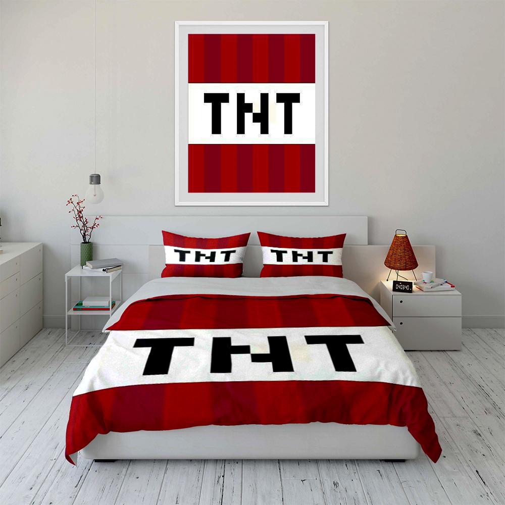 Red and White THT Print Bedding Set Bedding set (1 duvet cover, 2 pillowcases, duvet not included)