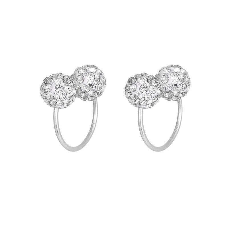 Banyan Tree S999 Silver U-shaped Diamond Ball Earrings for Women