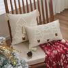Cross-Border Christmas Tree Embroidered Canvas Pillowcases with Tassels for Sofa Decoration