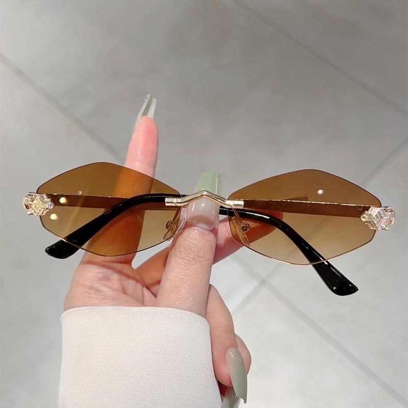 Rimless Polygon Sunglasses Men New Gradient Ocean Lenses Decor Shades Women Ins Trendy Stylish Design Sun Glasses