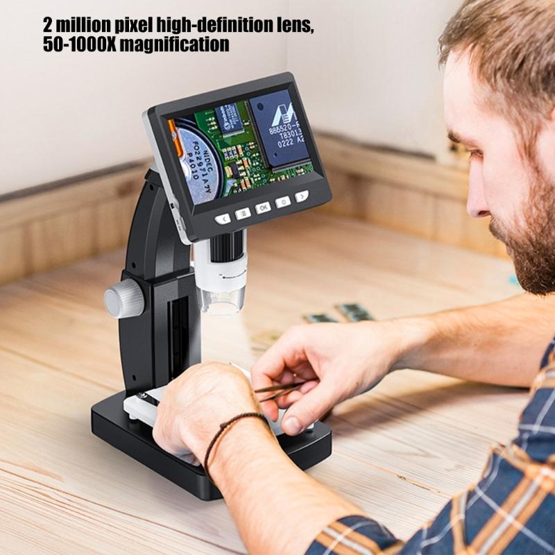 Ручной цифровой микроскоп с 4,3-дюймовым экраном и регулируемой подставкой, простой в использовании для изучения ювелирных изделий, тканей и насекомых M4YD