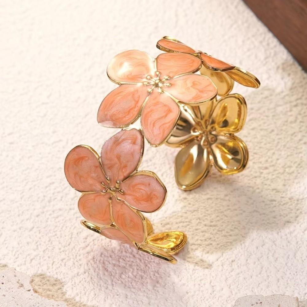 Non-Fading Flower Bangle Opening Design Women Wristband Cuff Bangle Bracelet Valentine's Day Gifts