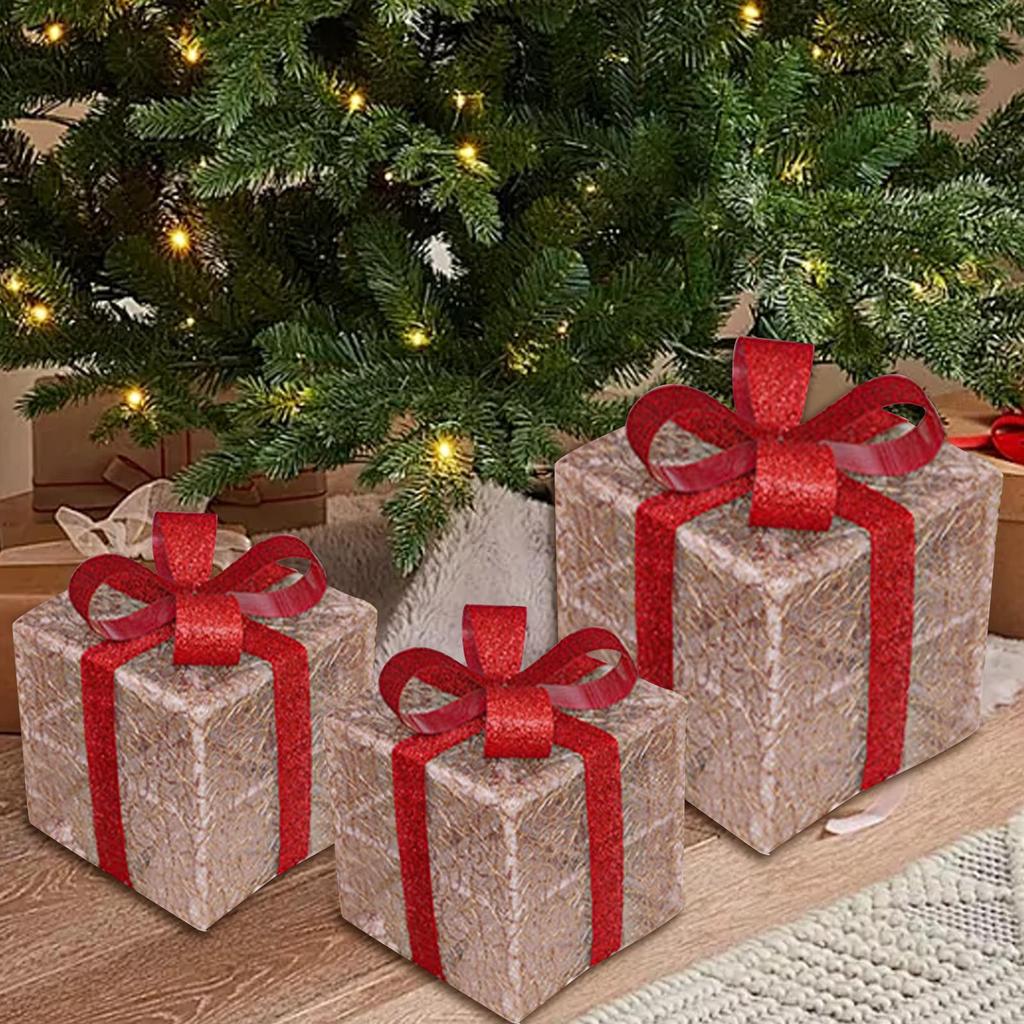 Christmas Light Up Boxes 3 Pieces Holiday Decor Christmas LED Light Decorations For Homeowners Event Planners Interior Designers