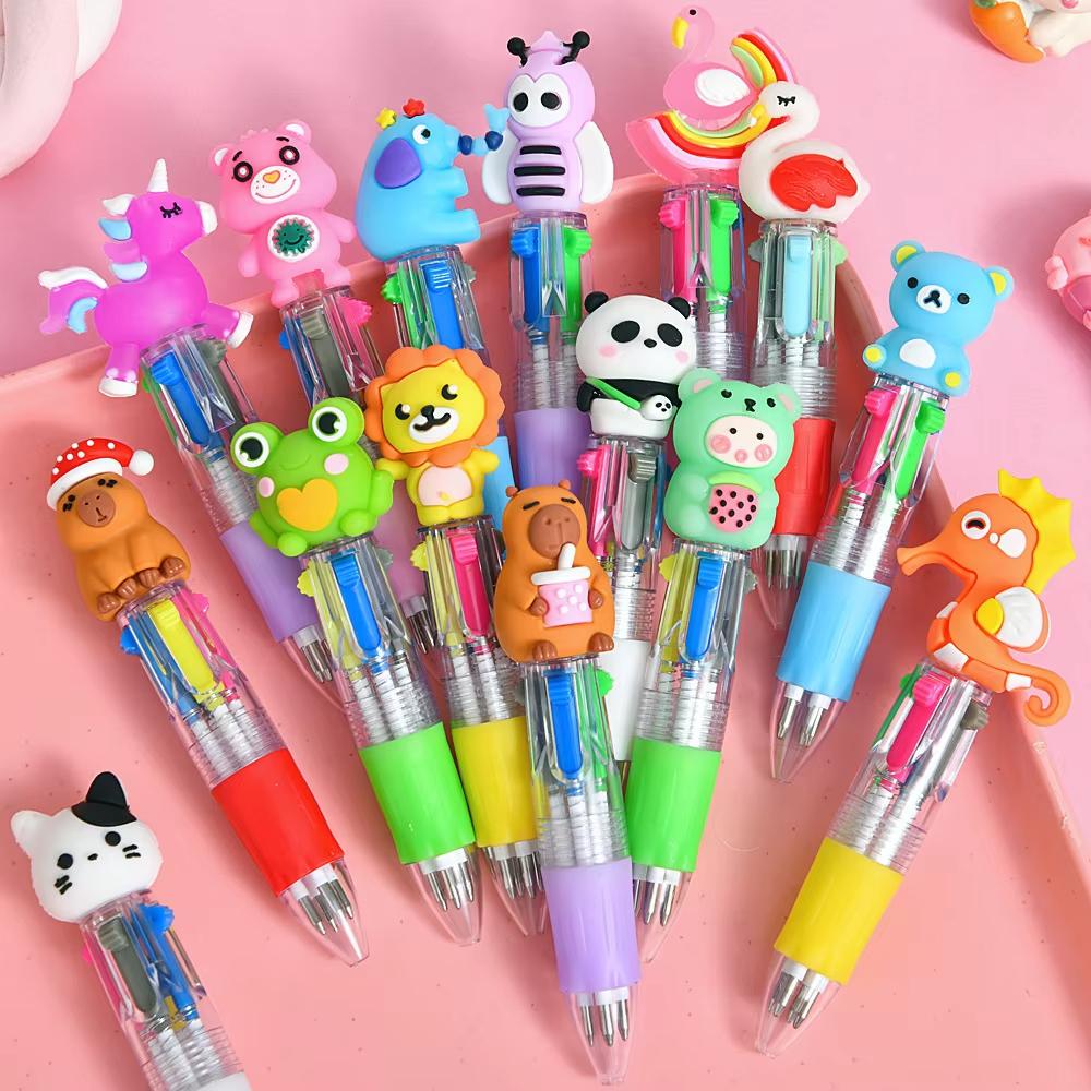 Cute Retractable Round Ballpoint Pens, Stick Construction Type, Plastic Material, for School and Office Supplies