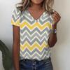 Summer V-neck Creative Striped Pattern 3D Printed Top Fashionable Casual Short Sleeved Women's T-shirts