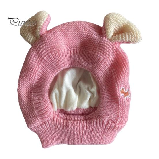 Children Hat Winter Pet Cap Knitted High Elasticity Keep Warm Solid Color Ear Decor Toddler Boys Girls Beanie Photo Prop Headwear