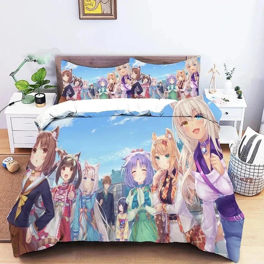 3D Печать Аниме Nekopara Сексуальная Девушка Комплект Постельного Белья Печатный Комплект С Наволочкой Пододеяльником Мягкий Размер Queen King Постельное Белье Домашний