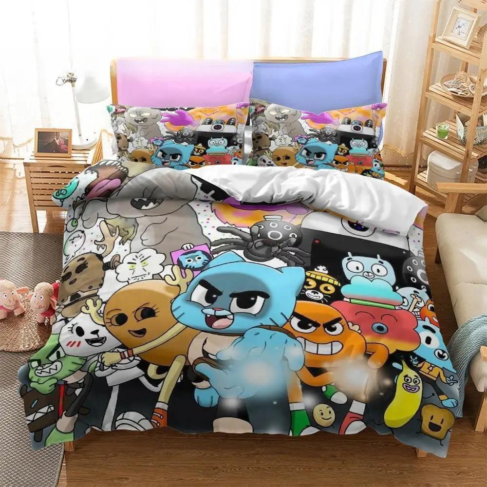 Anime Amazing World Gumball 3D Printed Bedding Collection Darwin Anais Duvet Cover King Queen Full Twin Size For Bedroom Home Textile