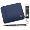 Мужской кожаный кошелек, брелок и ручка в синем подарочном наборе для мужчин | Подарочный набор для мужчин с блокировкой RFID