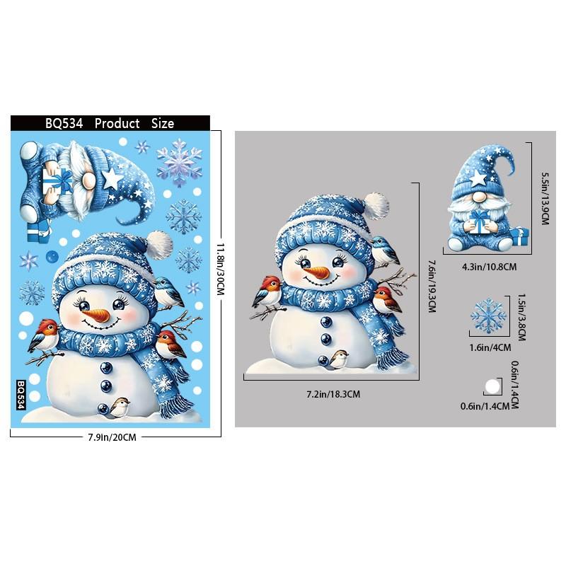 Christmas Decorations: Snowman, Snowflake, Glass Stickers, Christmas Party Decorations, Static Stickers.
