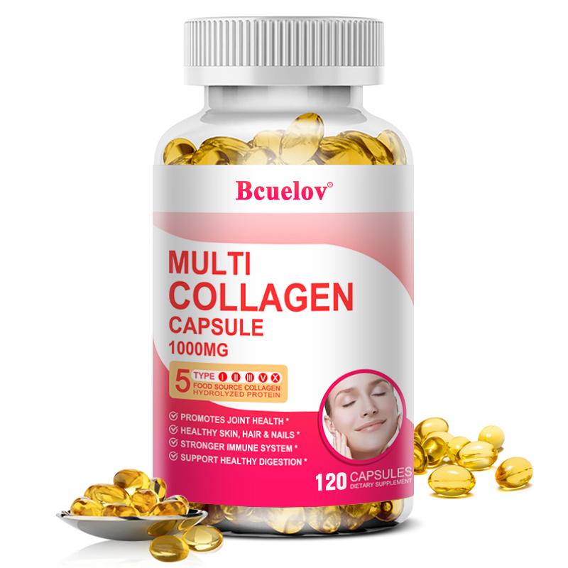 Bcuelov Premium Collagen Protein Complex, 120 Softgels Per Bottle, Gluten-Free