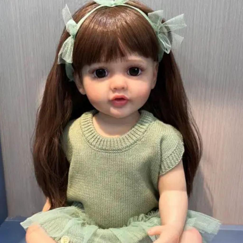 NPK 55cm Bebe Doll Reborn Girl Pink Princess Bath Toy Soft Full Body Silicone Bath Doll