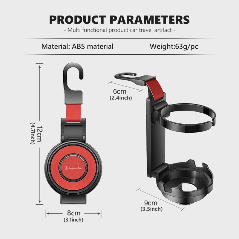 CGRE6 For Benz Cup Holders Car Hooks Multifunctional Seat Back Phone Cup Holder Accessories CLS SLK Sport ML C200 C260 C300 W205 CITAN