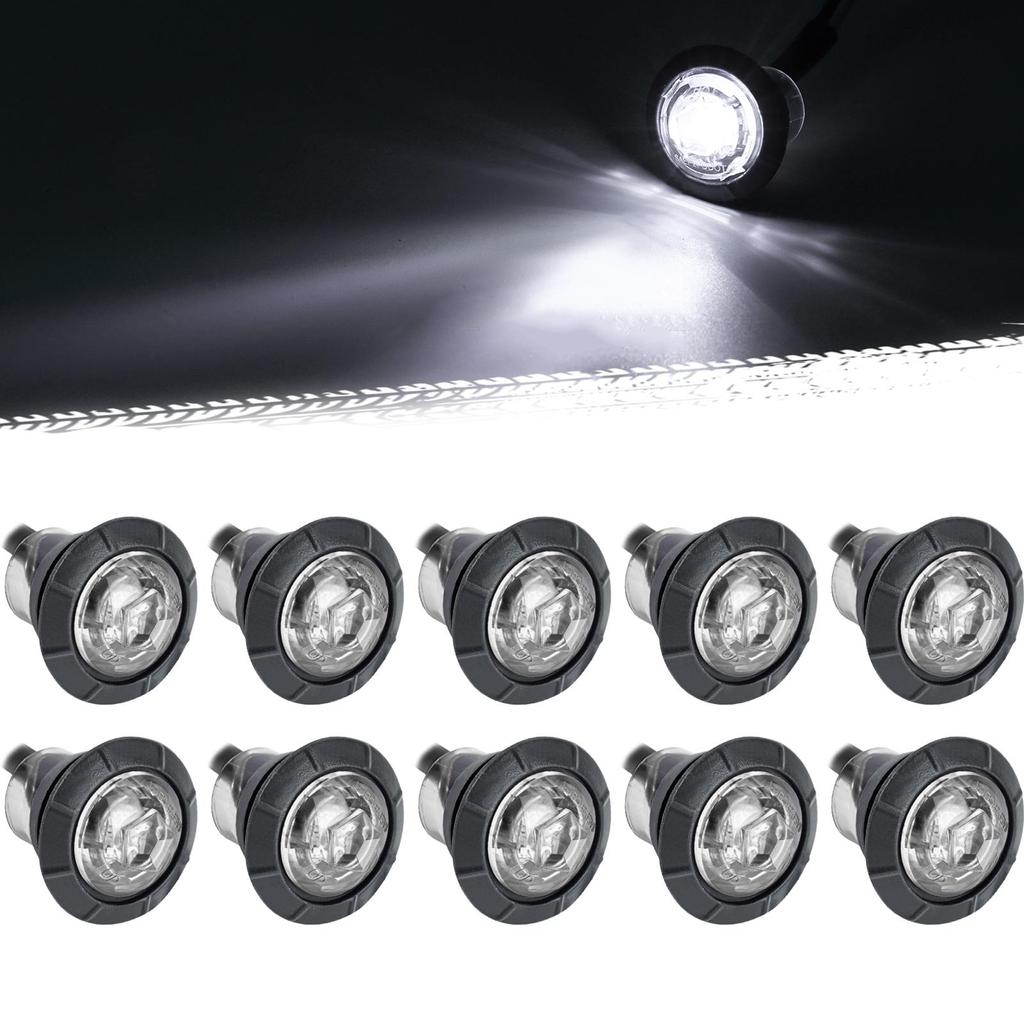 12V Waterproof IP68 Universal Signal Light 3/4" Round Trailer Side Marker Light Truck Clearance Lights Truck Turn Signal Lamp