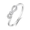 S925 Pure Silver Layered Wedding Ring for Ladies, Small Micro-set Cubic Zirconia Stone Bezel Finger Ring, Ring for The Little Finger
