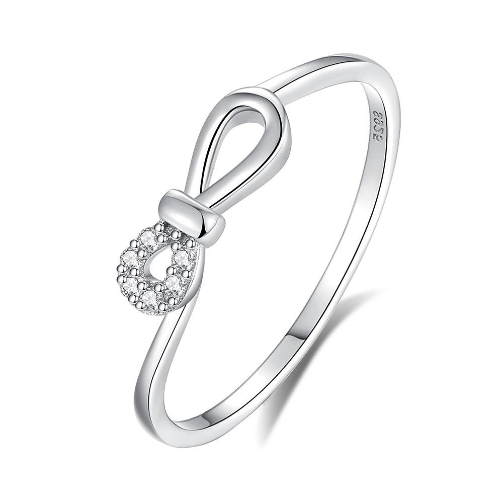 S925 Pure Silver Layered Wedding Ring for Ladies, Small Micro-set Cubic Zirconia Stone Bezel Finger Ring, Ring for The Little Finger
