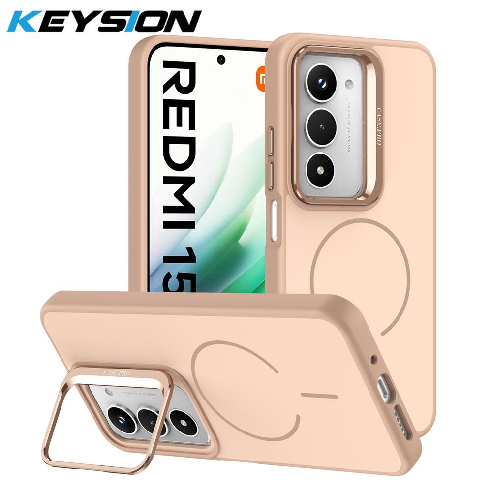 KEYSION Матовый чехол для телефона с покрытием Soft-touch и подставкой для линз, совместимый с Magsafe, для Xiaomi POCO M8s 5G, Магнитный противоударный чехол для POCO M8S 5G