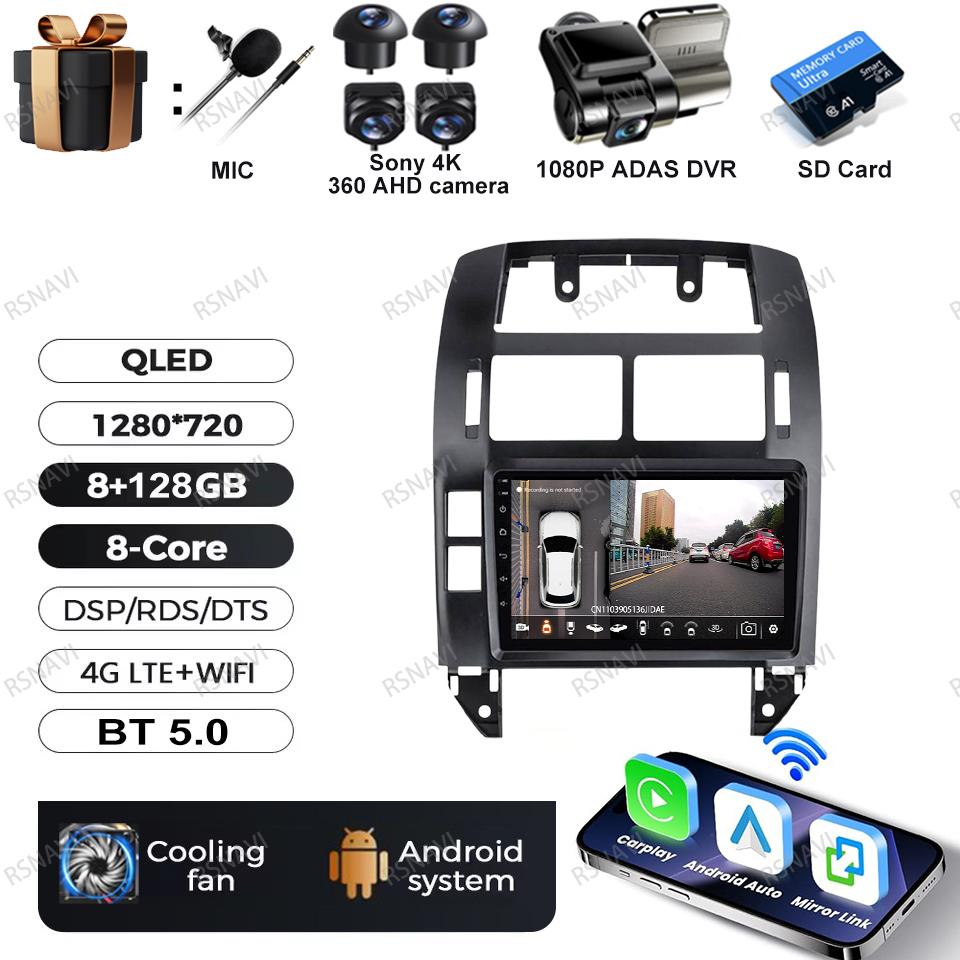 Car Radio Android 16 For Volkswagen VW Polo MK4 6Q 9N 9N3 2004-2009 4G LTE Stereo Multimedia Autoradio Wireless Carplay Auto BT