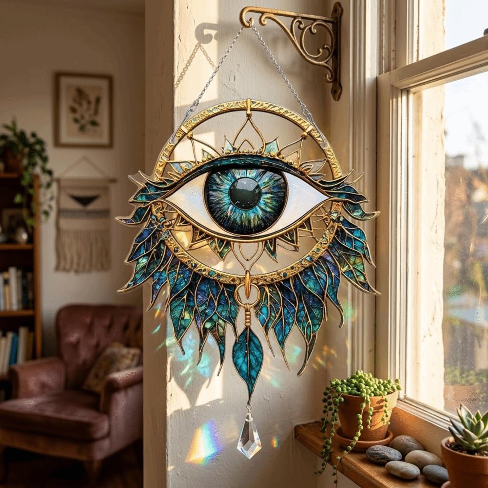 Eye Shape Evil Eye Decoration 2D Flat Hanging Pendant Wall Decoration Sun Catcher Garden Decor