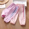 Хлопковые повседневные брюки для девочек, свободные тонкие повседневные брюки для малышей и детей, летние брюки длиной 9 минут, брюки для защиты от комаров