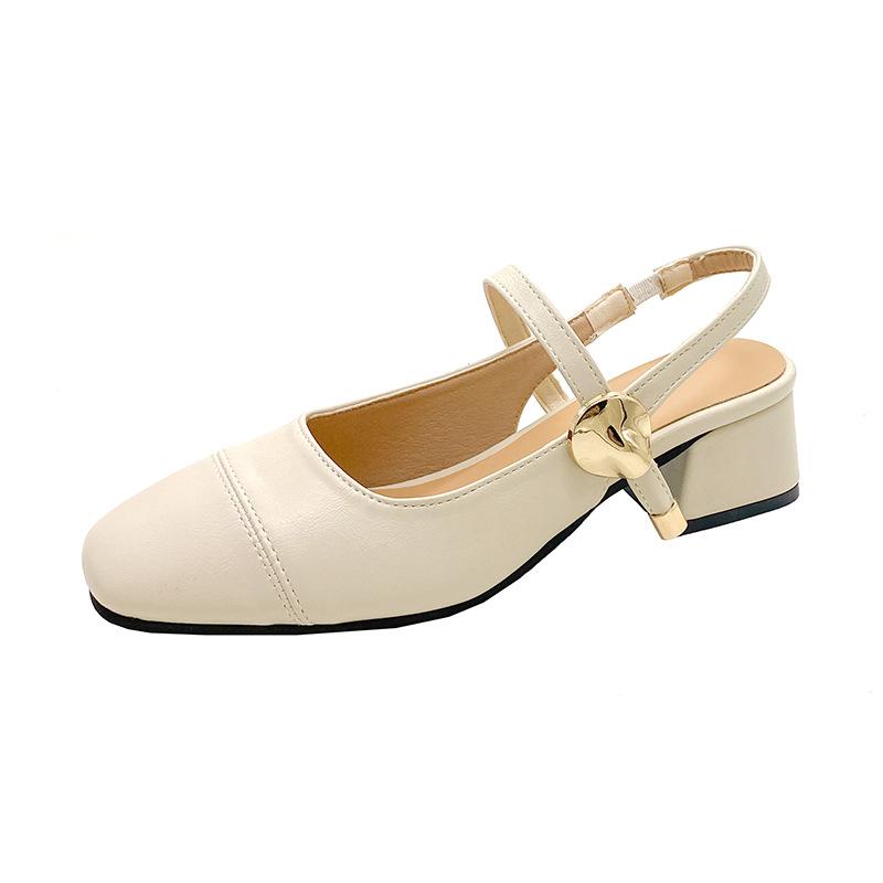 Босоножки Баотоу женские лето 2025 новые темпераментные толстый каблук ремешок с одной пряжкой с юбкой серебристые босоножки Мэри Джейн