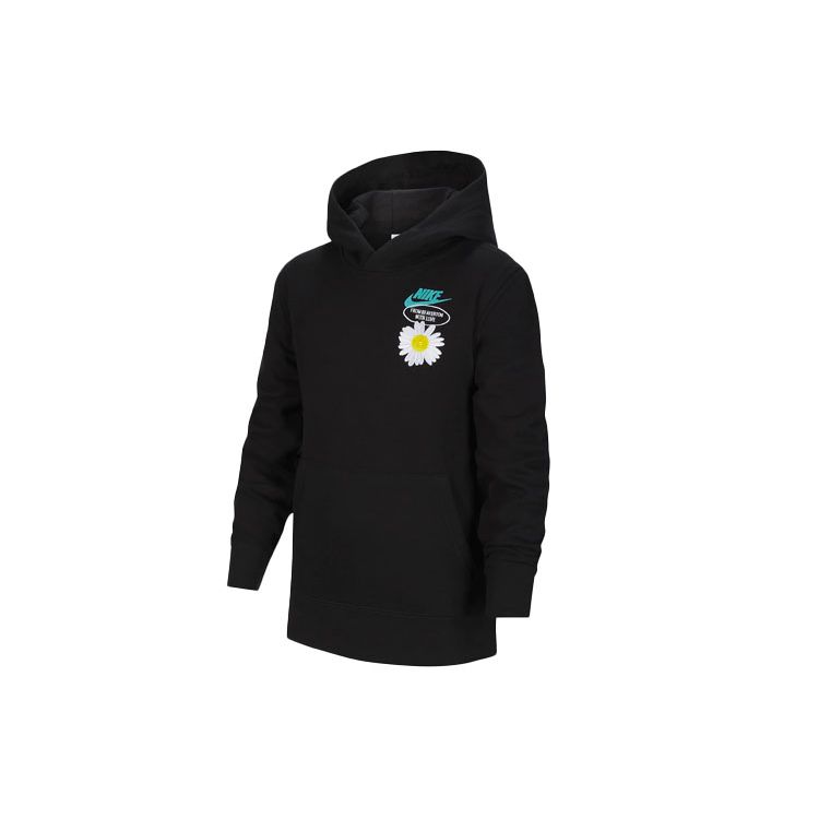 Nike Свитшот с капюшоном и цветочным принтом с логотипом, детский, черный DM8092-010