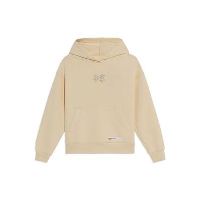 Li Ning Sports Trend Series Rhinestone Logo Loose Sports Hoodie Women Hoodies Vanilla-Yellow AWDS046-5