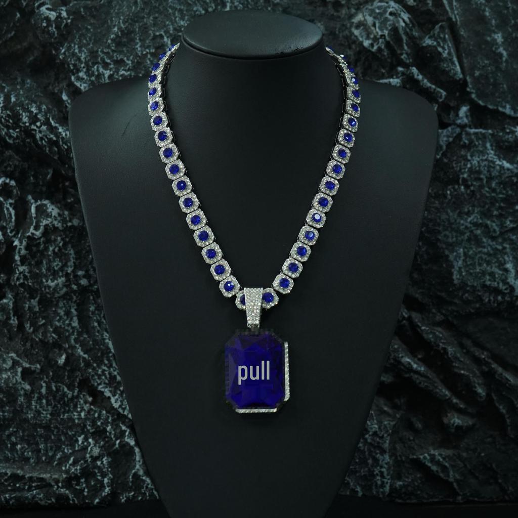 Мужское ожерелье с кубической цепочкой Sugar Cube Diamond и подвеской из драгоценного камня